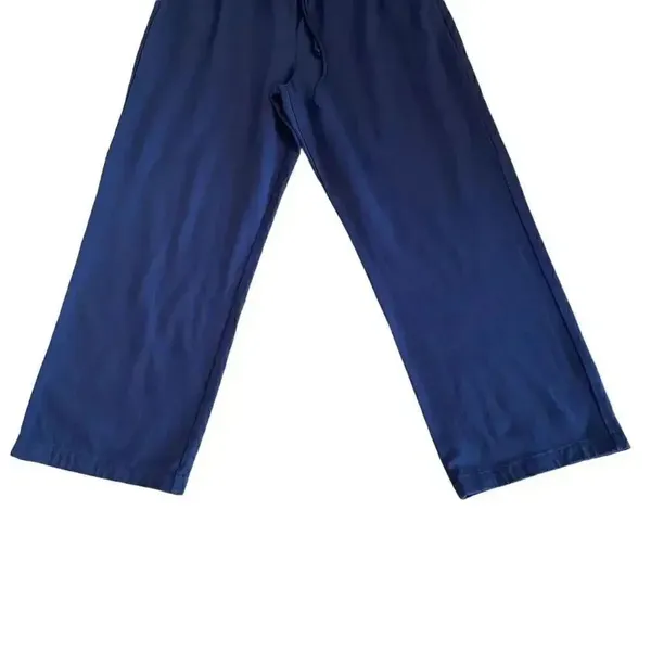 Karen Scott Sport Navy High Rise Wide Leg Pull On Lounge Athleisure Pants SZ L - Image 2