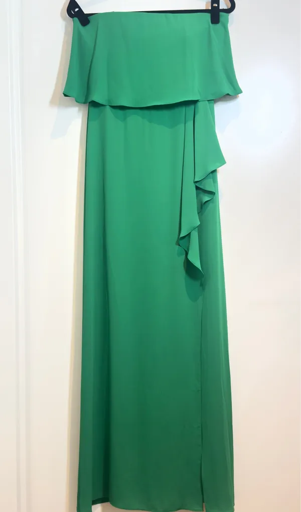 BCBGMaxAzria Green Felicity Strapless Gown Size 4 - Image 3