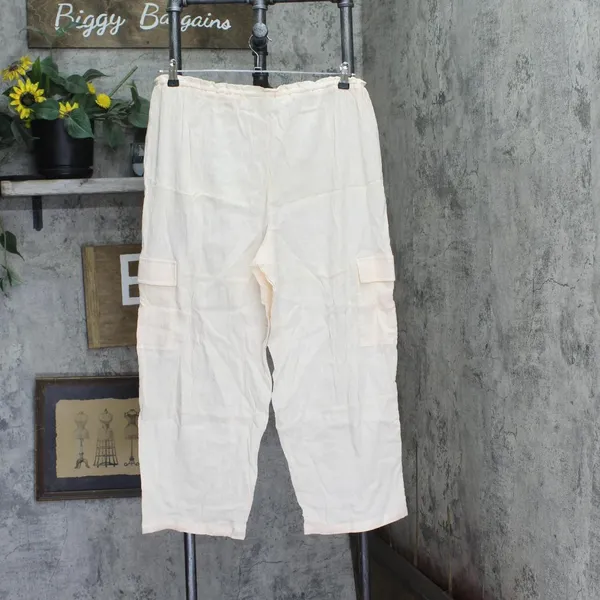 NWT Sanctuary Womens Barrel-Leg Cover-Up Cargo Pants SACC24849 White Sand Pink L - Image 3