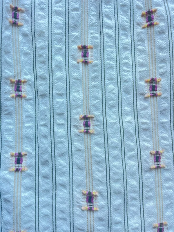 Loft Striped Embroidered Puff Sleeves Blouse Size L - Image 8