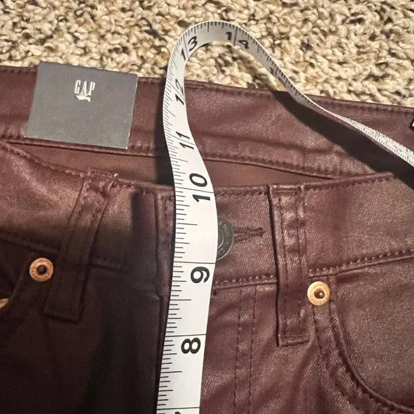 GAP Vintage Slim Mid Rise Coated Pants‎ Burgundy Bootcut Size 26 - Image 5