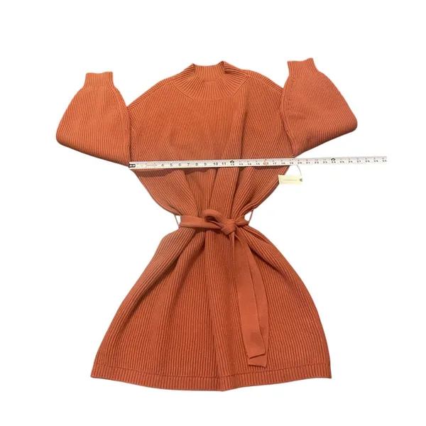 Anthropologie Maeve Mini Dress Cedar Long Sleeve Mock Neck Tie Waist XL NWT‎ - Image 5