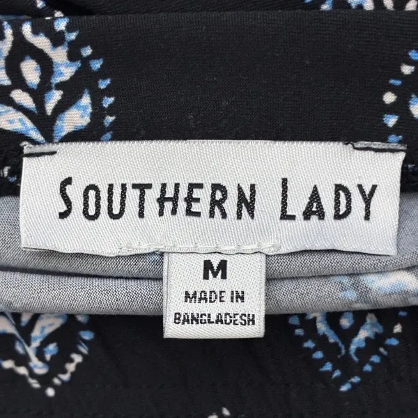 Southern Lady Paisley Border Print Maxi Skirt Black Blue Boho Stretch Size M - Image 5