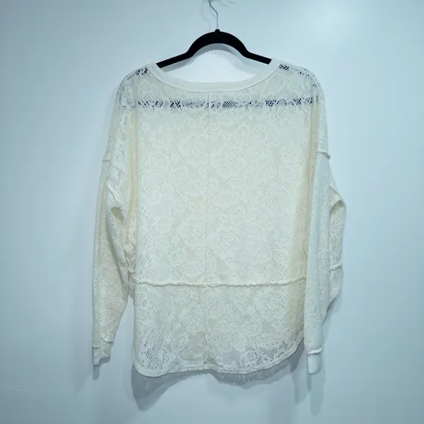 Free People Cream Not Cold In This Lace Sweater Size XS - Image 7