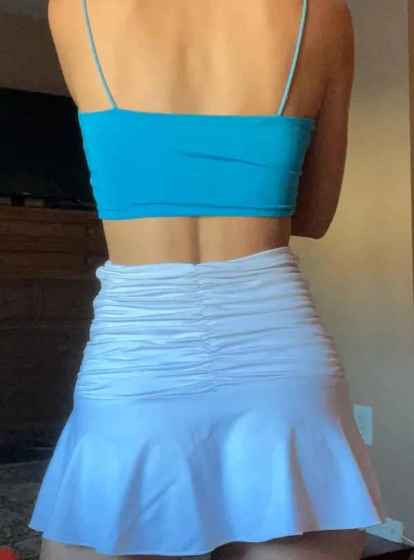 White Ruched Y2K Skirt - Image 4