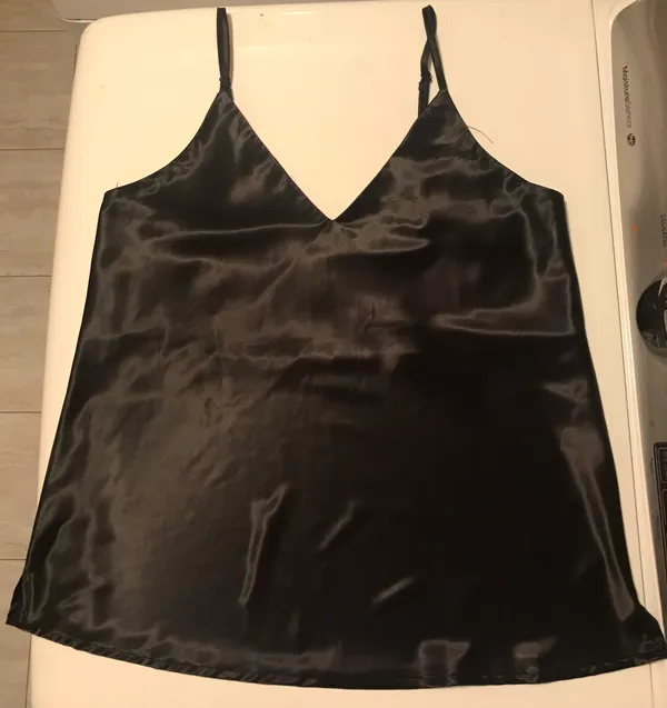 Sans Souci black satin camisole top size M - Image 5