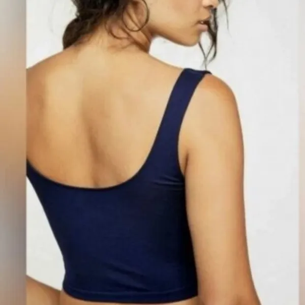 Free People Intimately Smooth Scoop Neck Crop Tank in Navy Sz XS/S NWT $20R - Image 4