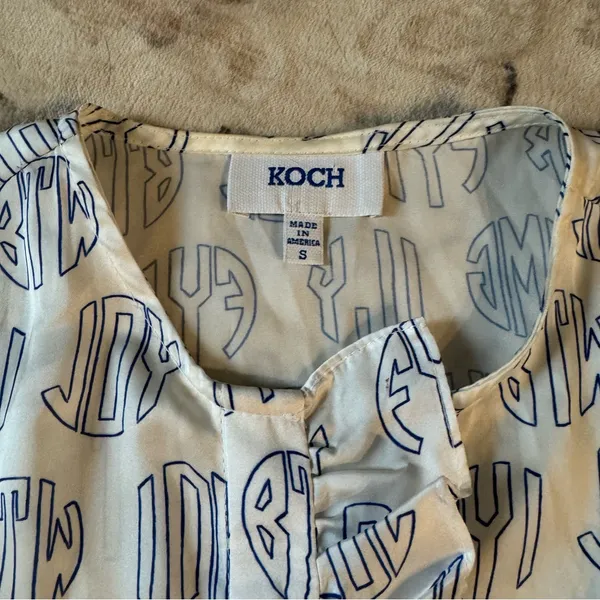 Koch White and Blue Ruffle Blouse - Image 2