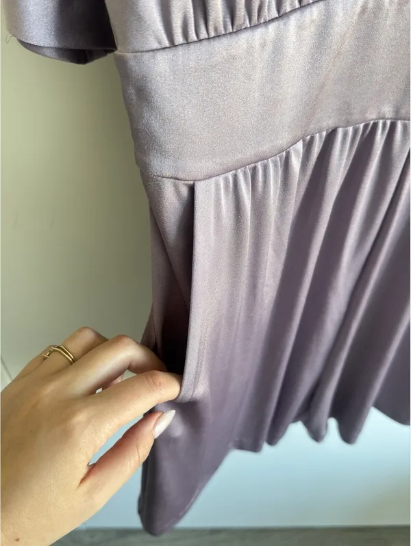 Halston Heritage Mauve Open Back Batwing Sleeve Romper Size 10 - Image 8