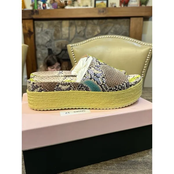 kate spade Zia‎ Espadrille Platform Sandal Snake Print Leather Slide Size 11 - Image 5