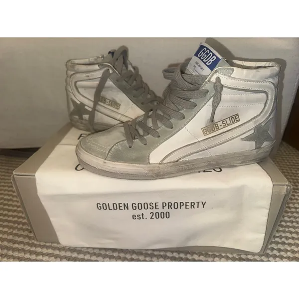 New Golden Goose Slide Classic White Gray Sneakers Size 10 - Image 2