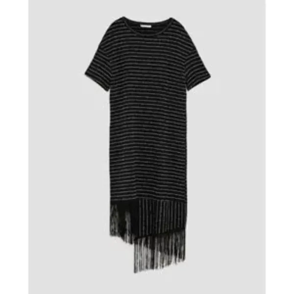 ✨ZARA Trafaluc Knit Fringe Striped Midi Tee Sz Small Dress✨ - Image 3