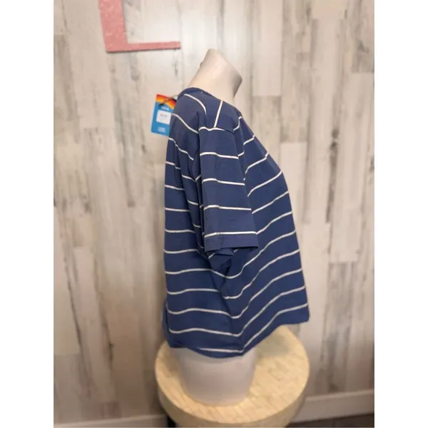 ALDI Gear Striped Crop T-Shirt Womens XL Extra Large Blue Retro NWT Camiseta - Image 3