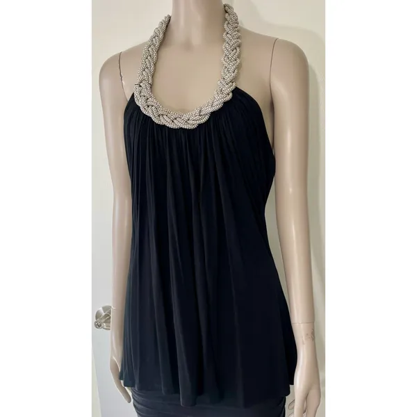 Cable & Gauge Black Braided Chain Halter Top - Image 5