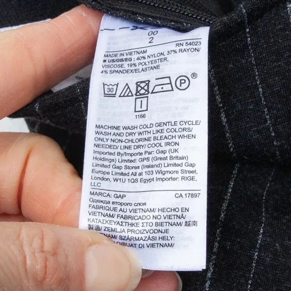 Gap Womens Ponte Crop Flare Pinstripe Pants Size‎ 00 Black Career Professional - Image 7
