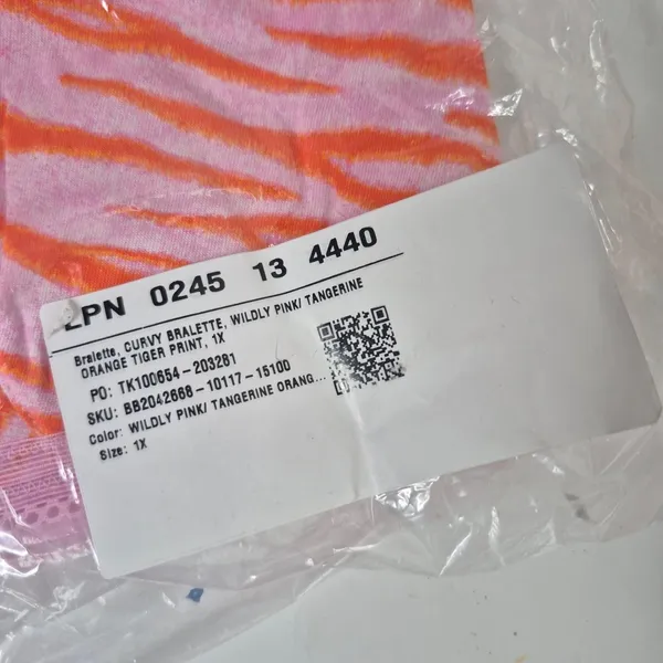 Savage x Fenty Wildly Pink Tangerine Tiger Print Bralette Plus Size 1X - Image 4