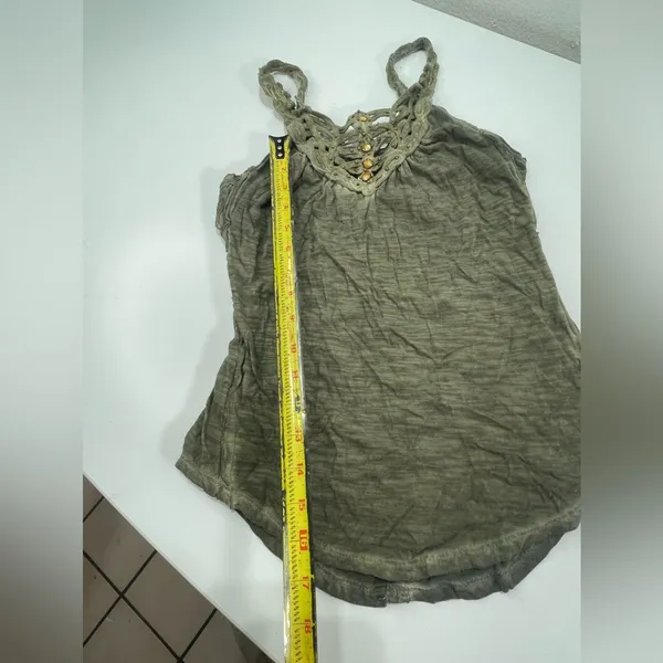 Free People Beaded Olive Green Braided S Top Sleeveless Boho Festival Beach - Image 3