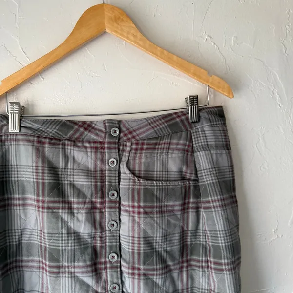 Horny Toad Size 8‎ Outdoor Gray Plaid Mini Skirt Academia - Image 2