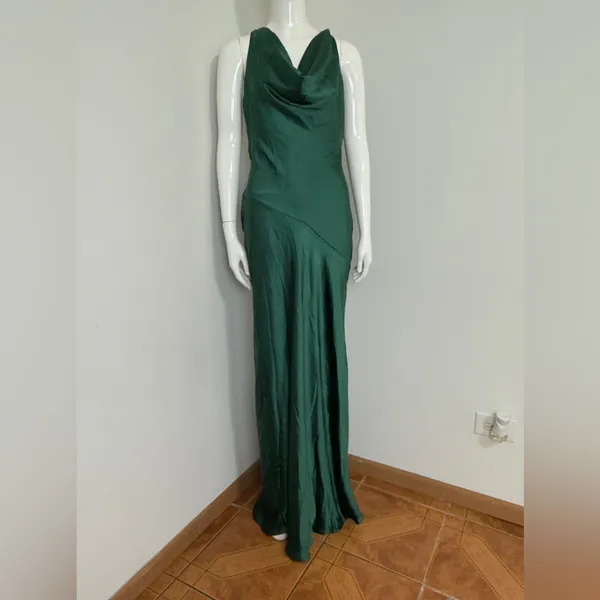 Here Comes The Sun Forest Green Women’s Maxi Dress L – Deep Back, Evening, NWT - Image 3