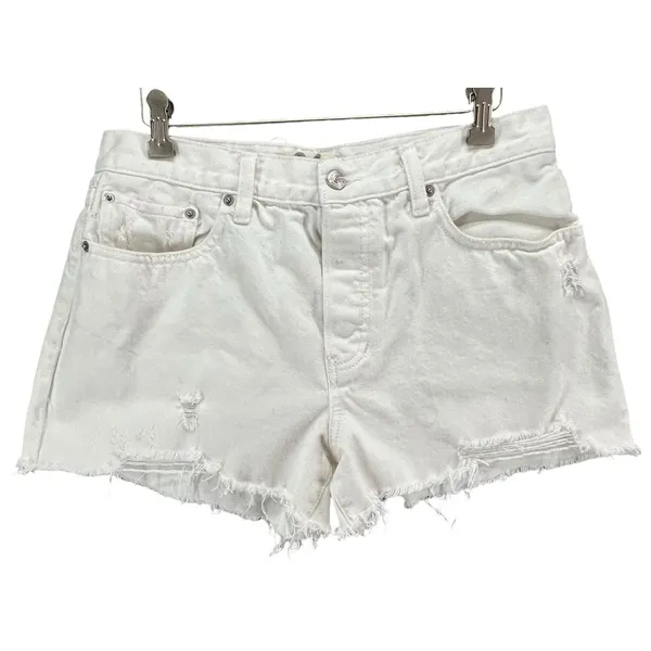 Free People We The Free Jean Shorts 31 Denim Button Fly Distress Cut Offs Beach‎ - Image 2