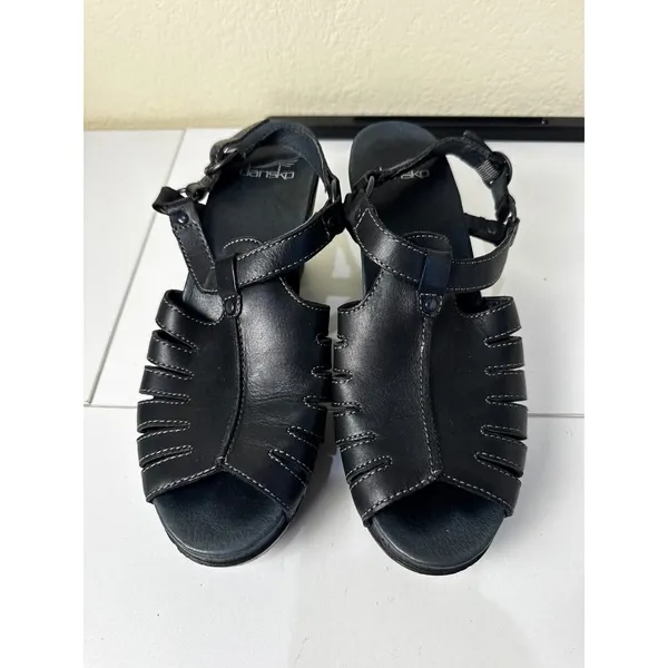Dansko Sandal Women 40 9.5 Leather Strappy Block Heel Comfort‎ Gorpcore - Image 2