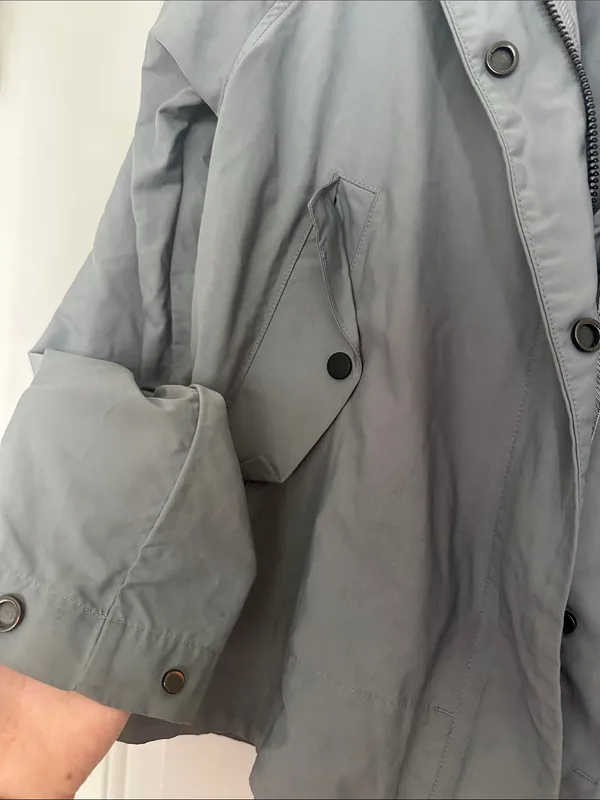 Everlane Cropped City Anorak Rain Coat Jacket Hooded in Blue-Gray Sz S - Image 5