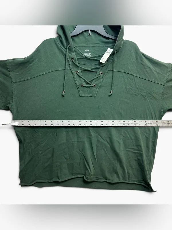 Aerie Green Lace-Up Oversized Hoodie Sweatshirt Size Small NWT - Image 5