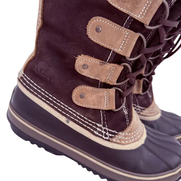 Sorel Women's Brown Joan of Arctic Leather Tall Lace Up Snow Boots Size 8 - Image 2