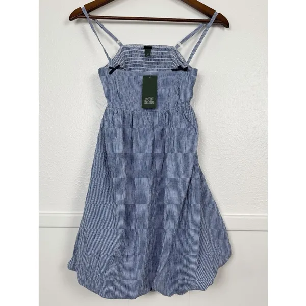 Wild Fable Gingham Mini Dress XXS Blue White Cottagecore Coquette Bubble Hem - Image 6