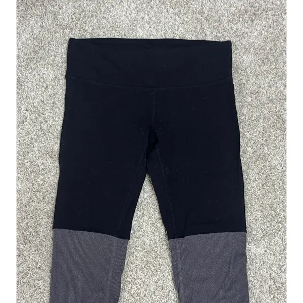 Alo Yoga Goddess Ribbed Leggings Black Charcoal Colorblock Size M - Image 7