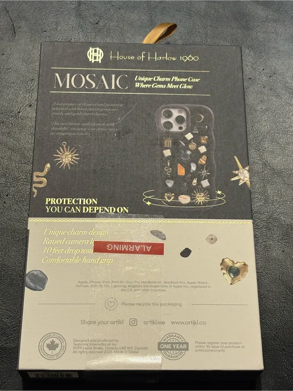 House of Harlow 1960 Black Mosaic Charm Case for iPhone 16 Pro Max NIB - Image 5