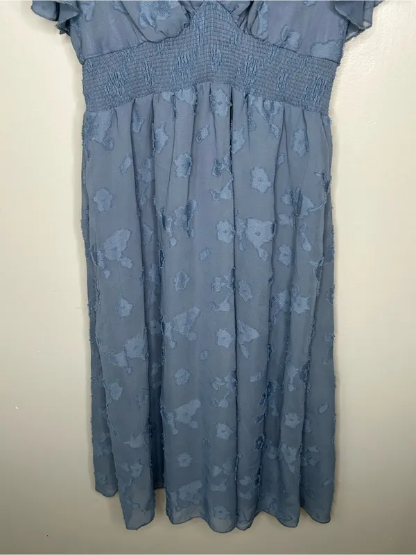 Baltic Born June Blue Smocked Midi Dress Size XL - Image 8