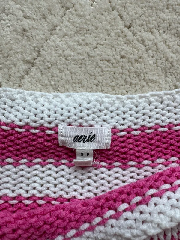 aerie pink striped boatneck sweater - Image 2