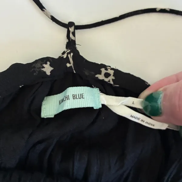 Kimchi Blue Urban Outfitters Black Floral Smocked High Low‎ Mini Dress Large NWT - Image 6