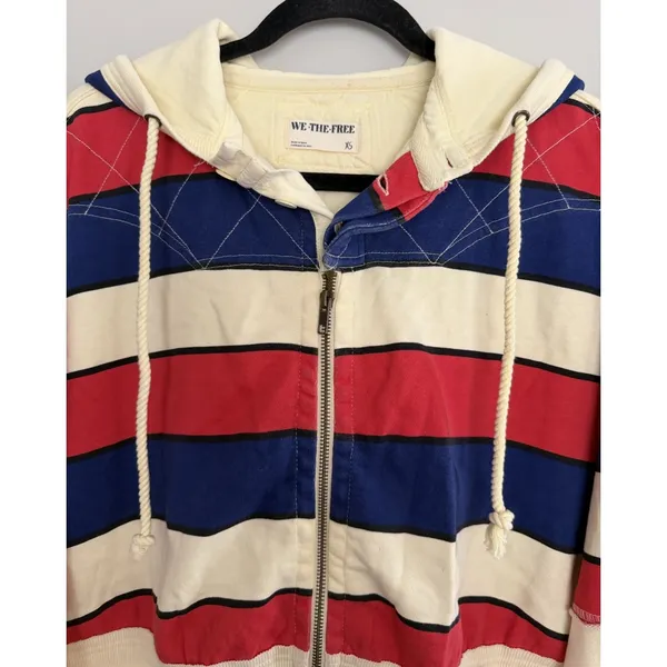 Free People We The Free Ry Zip Thru Jacket Hoodie Americana Women's Size XS - Image 3