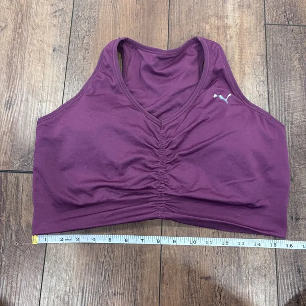 Puma Womens Size 1X Ruched Purple Sports Bra Padded Athletic Running Gym Workout - Image 6