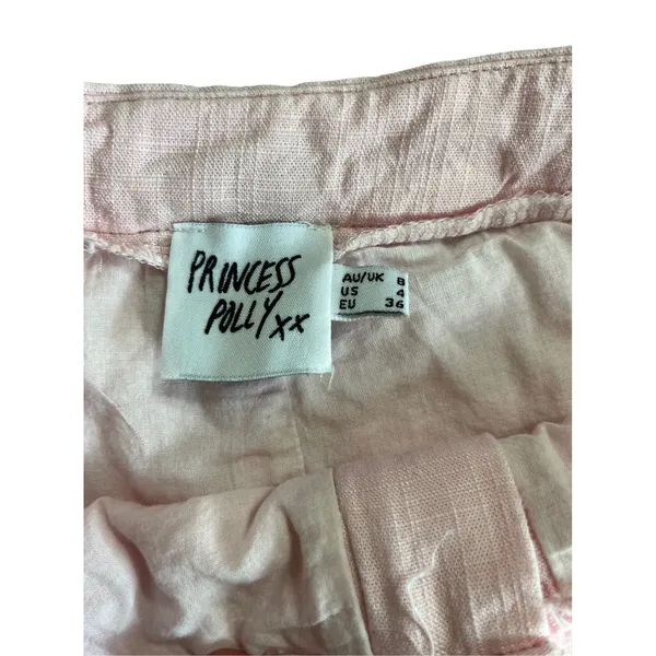 Women’s Princess Polly Pastel Pink Linen Blend Shorts Size US 4 - Image 7