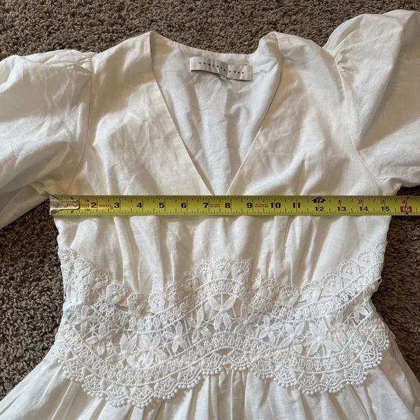 Endless Rose‎ Lace Trim Puff Sleeve Minidress White Sz S Coquette Cottage Core - Image 8