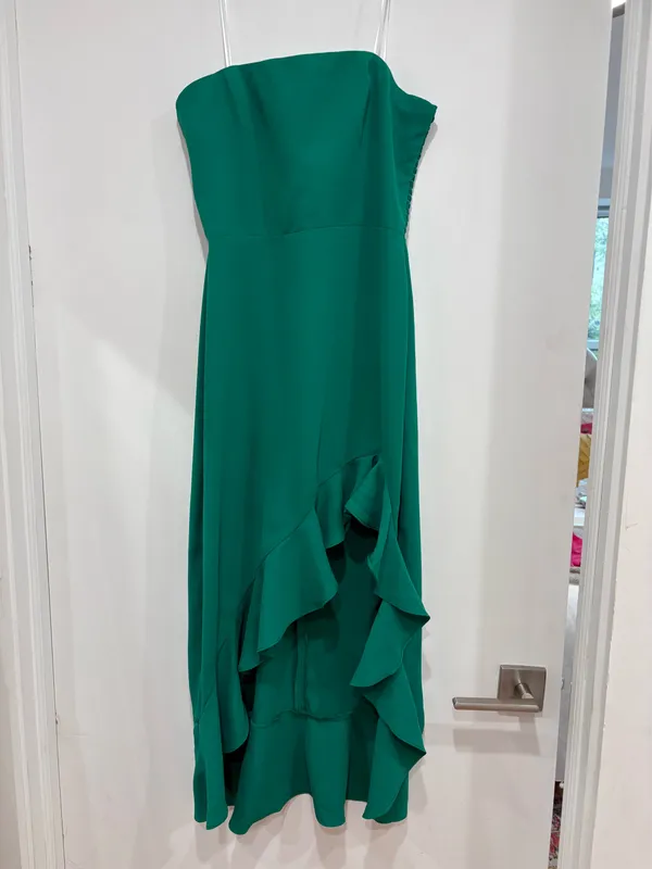 Amanda Uprichard Green Mally Midi Dress with Ruffle - Image 3