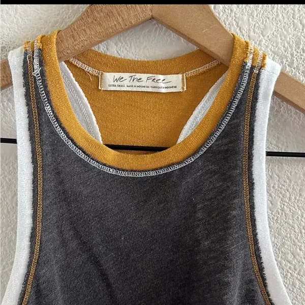 Free People Racerback fitted colorblock tank shirt XS - Image 3