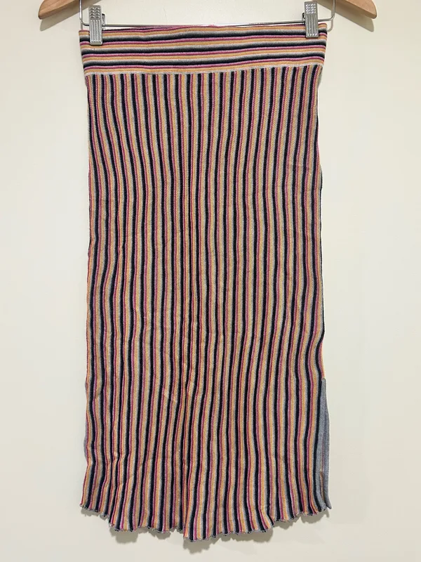 One Grey Day Retro Striped Ribbed Midi Skirt Multi-Color Size Small - Image 2