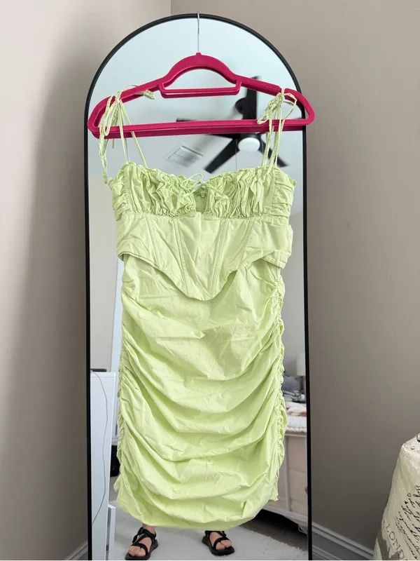 Oh Polly sunshine retreat strappy corset mini dress lime green size 6 - Image 2