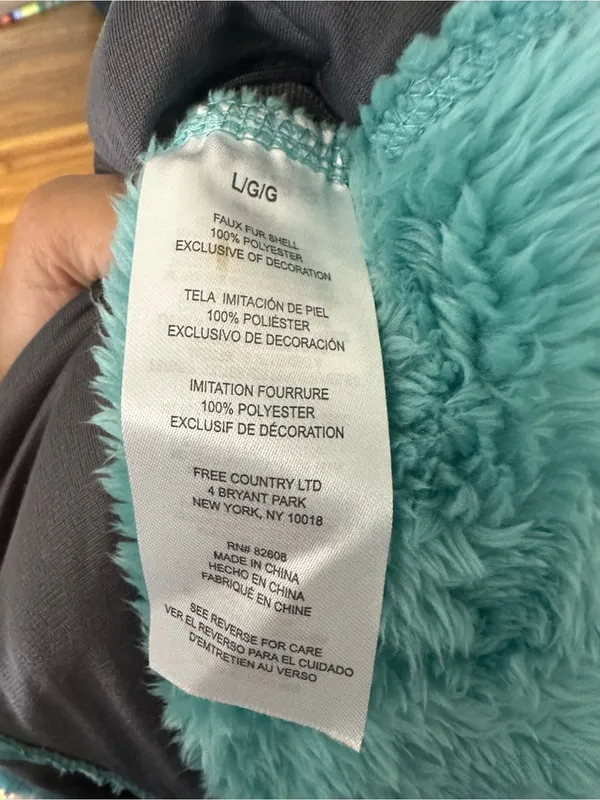 Free Country Teal Plush Fleece Vest L Cozy High Collar Full Zip Outdoor Layer - Image 3