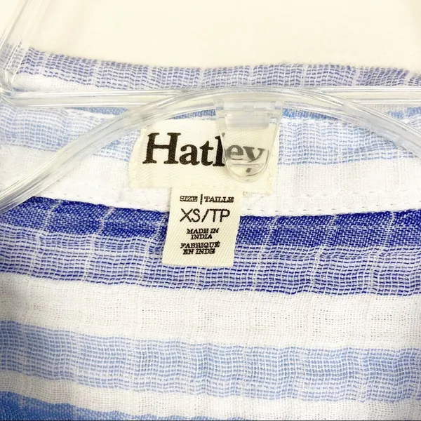 Hatley Organic Cotton Blue Striped Button Down Sz XS - Image 2