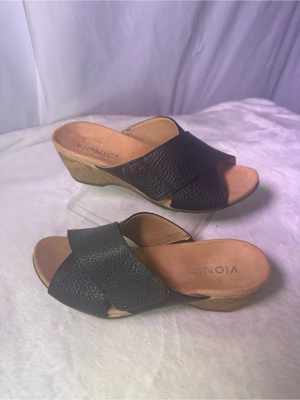 Vionic Black Crisscross Wedge Slide - Image 2