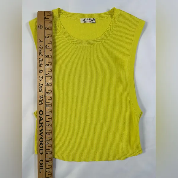 Free People Muscle Up Crop Tank Top In Lime Soda Yellow Size Small - Image 3