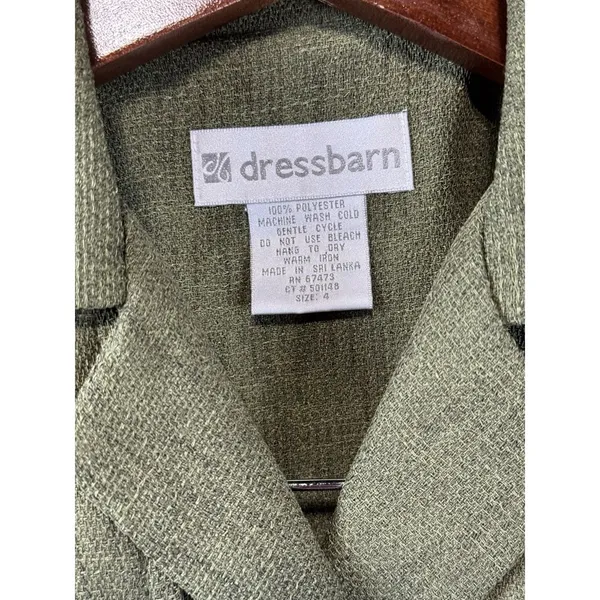 Dressbarn Olive Green Safari Style Short Sleeve Belted Shirt‎ Dress Sz 4 - Image 7
