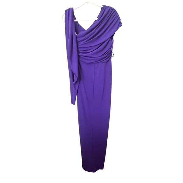 LBV Asymmetrical‎ Draped Gown Electric Purple NWT Sz 4 - Image 2
