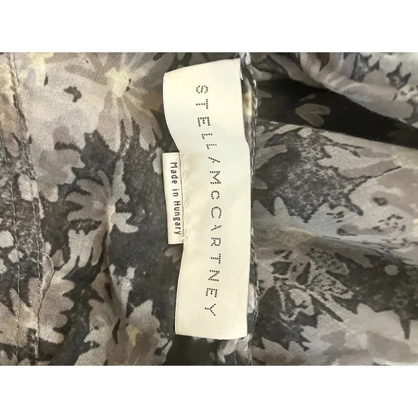 STELLA McCARTNEY Floral Cotton Silk Blend Sun Dress Gray FEMININE COMFY LUXURY - Image 4