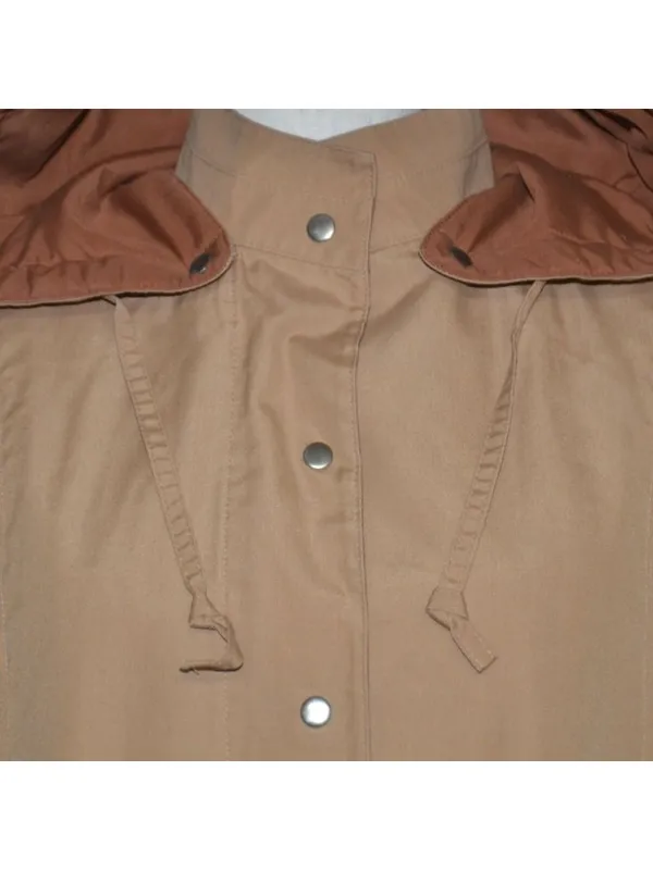 VTG London Fog Jacket Womens 10 Tan Brown Hooded Rain Coat Weatherwear Zip Liner - Image 3